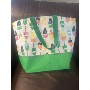 Large green and Spring And Summer Tote Bag with fishing lure design